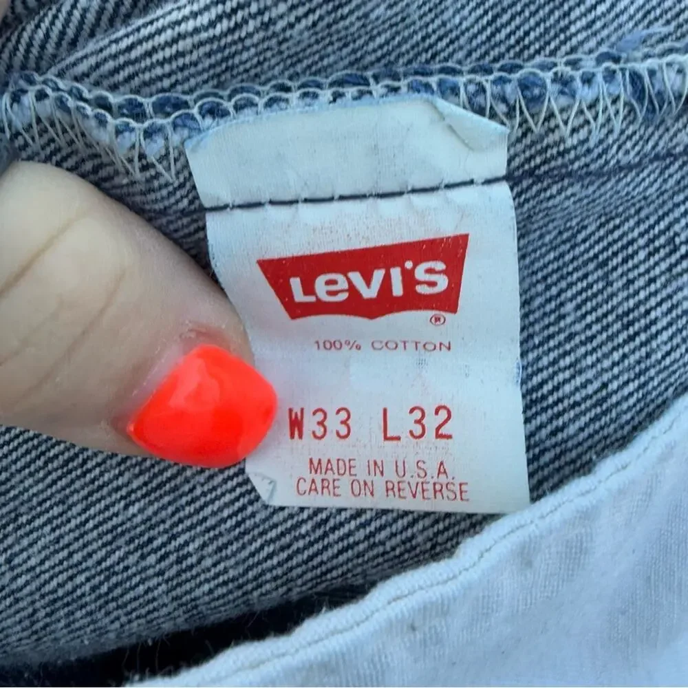VTG 90s Levi's 501 Fuzzy Blue 5-Button Fly Original Fit Straight Leg Jeans 33x32